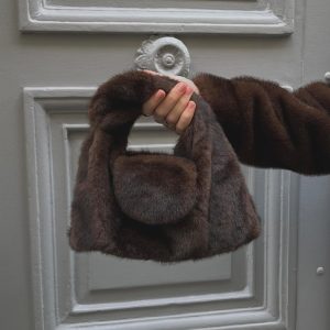 Petit sac fourrure choco