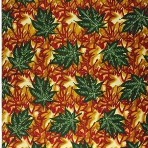 COUPON TISSU WAX AFRICAIN MOTIF FEUILLE DE PAPAYE