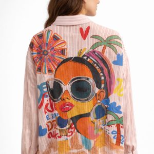 Chemise rayée à imprimés