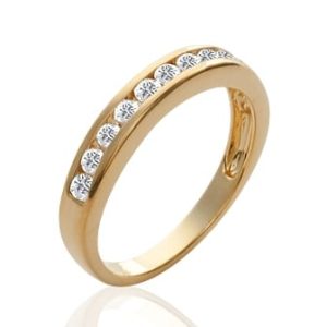 Alliance en plaqué or empierrée de zircons blancs