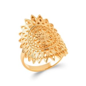 Bague soleil aztèque plaqué or