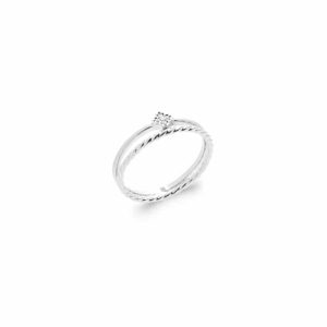 Bague 2 anneaux mini croix argent rhodié