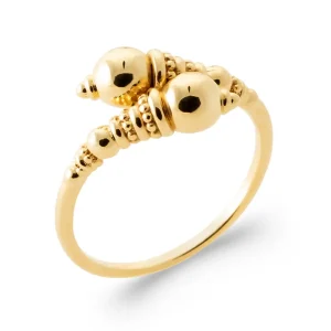 Bague ajustable boule sonnette plaqué or