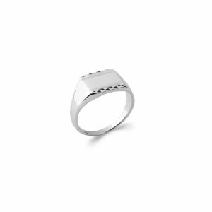 Bague chevalière rectangle argent rhodié