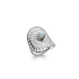 Bague ethnique labradorite argent rhodié