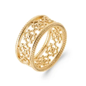 Bague large couronne ajourée Ellen plaqué or