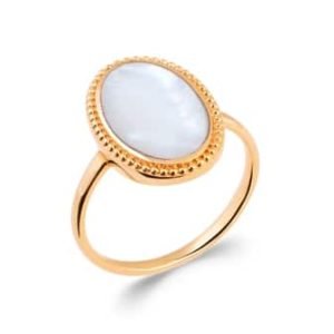 Bague nacre ovale plaqué or