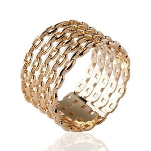 Bague 5 chaînes rigides plaqué or