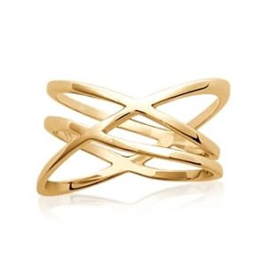 Bague anneaux croisés plaqué or