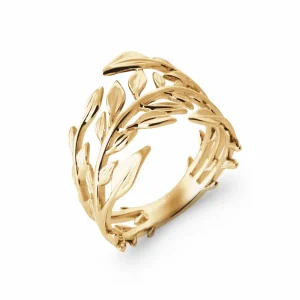 Bague plaqué or branche de laurier
