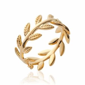 Bague plaqué or branche laurier