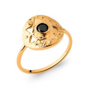 Bague étoile onyx plaqué or