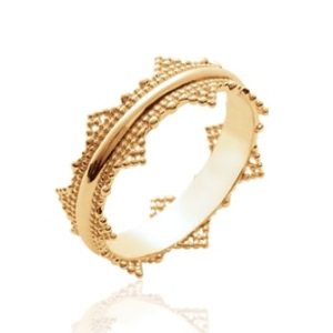 Bague plaqué or couronne perlée