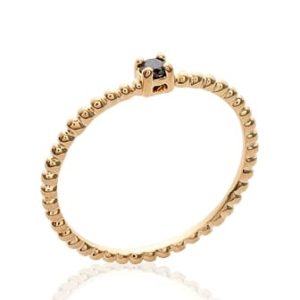 Bague fine et élégante zircon noir plaqué or