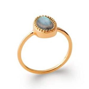 Bague plaqué or labradorite ovale