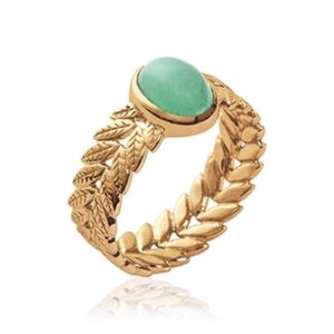 Bague laurier aventurine plaqué or