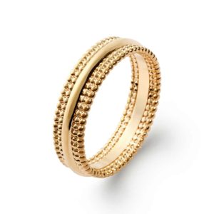 Bague lisse et perlée plaqué or