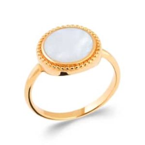Bague nacre ovale large plaqué or