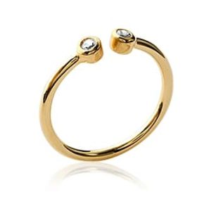 Bague ouverte 2 zircons plaqué or