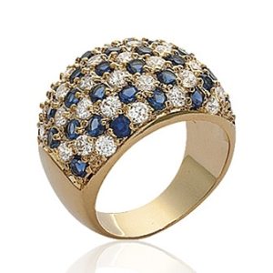 Bague plaqué or pavée damier