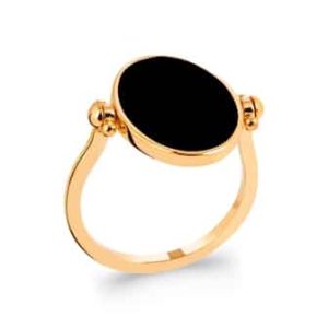 Bague réversible laque noire plaqué or