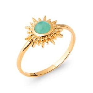 Bague soleil aventurine plaqué or