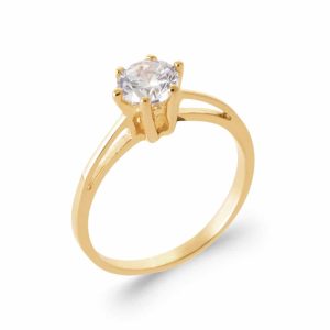 Bague plaqué or solitaire Clésia diamant synthétique