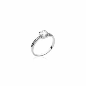 Bague solitaire imitation diamant argent rhodié