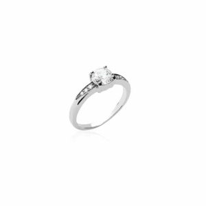 Bague solitaire zircon imitation diamant argent rhodié