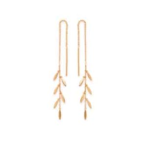 Boucles d’oreilles chaîne pendante feuilles plaqué or