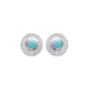 Boucles d’oreilles clous ethniques turquoise argent rhodié