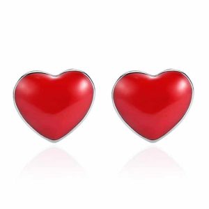 Boucles d’oreilles coeur rouge