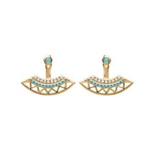 Boucles d’oreilles contour de lobe turquoise plaqué or