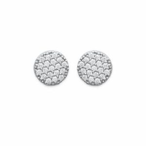 Clous d’oreilles pastilles microserties de zircons argent rhodié