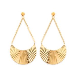 Boucles d’oreilles pendantes croissant de lune plaqué or