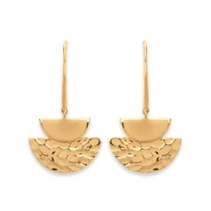 Boucles d’oreilles pendantes double croissant de lune plaqué or