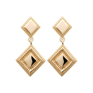 Boucles d’oreilles pendantes losange plaqué or