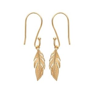 Boucles d’oreilles pendantes plume plaqué or