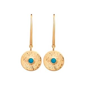 Boucles d’oreilles pendantes ethniques turquoise plaqué or