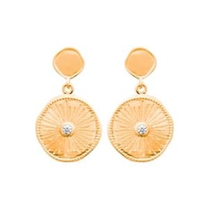 Boucles d’oreilles pendantes plaqué or soleil