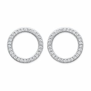 boucles d’oreilles rondes microserties de zircons argent rhodié