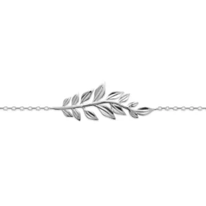 Bracelet argent rhodié branche de laurier