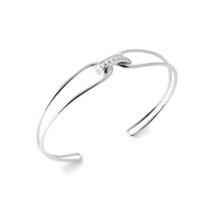 Bracelet jonc ajouré argent rhodié diamants synthétiques