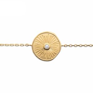 Bracelet plaqué or pastille soleil
