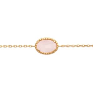 Bracelet plaqué or quartz rose