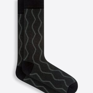 Bugatchi - Bas de coton et soie avec cables et rayures