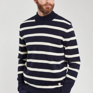 Armor-Lux - Pull col montant de laine à rayures Héritage