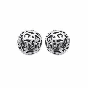 Clous d’oreilles boule d’arabesques argent