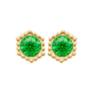 Boucles d’oreilles clous émeraude verte imitation plaqué or