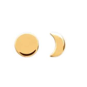 Boucles d’oreilles clous soleil et lune plaqué or